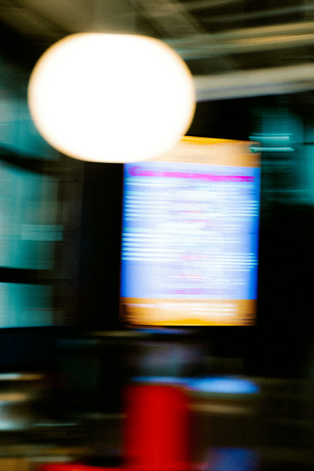 Blurred light and digital display in motion