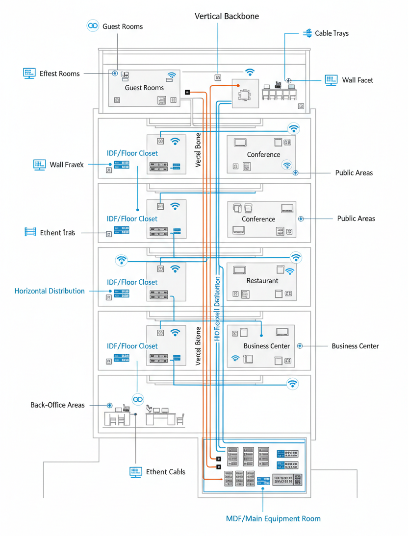 Structured cabling diagram for hotels
